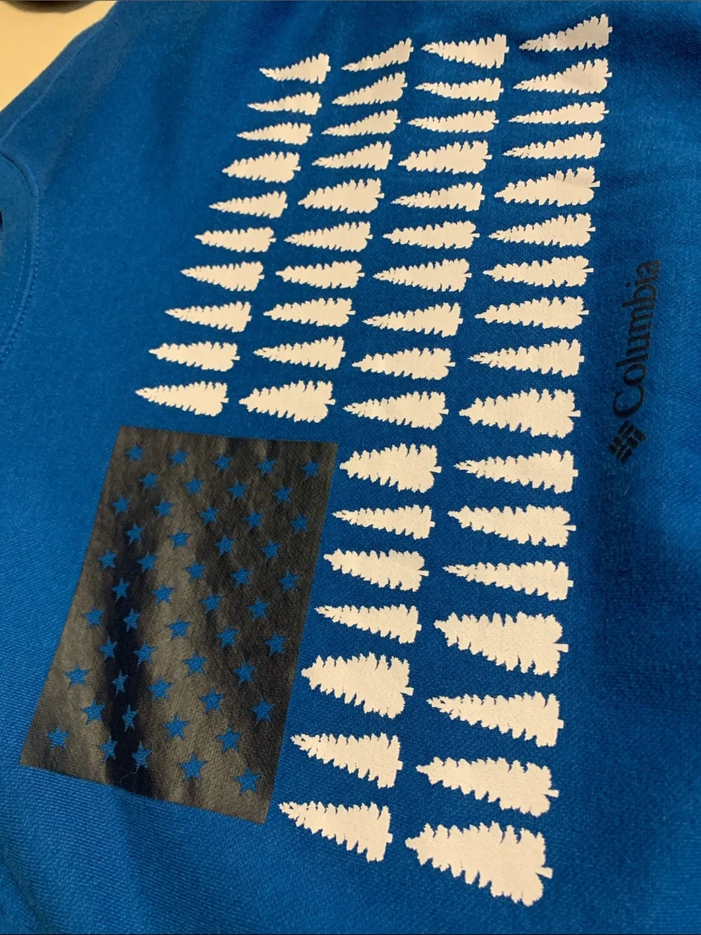 Columbia Men's Royal Blue Crewneck with Forest Flag Graphic